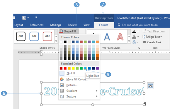 Formatting Wordart - Word Art Styles In Word 2016 (580x372), Png Download