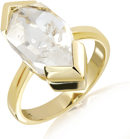 Handmade Gold And Herkimer Diamond Ring - Herkimer Diamond (500x500), Png Download
