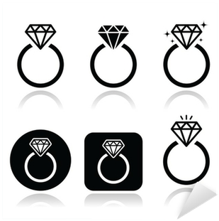 Diamond Engagement Ring Vector Icon Sticker • Pixers® - Engagement Ring Vector Free (400x400), Png Download