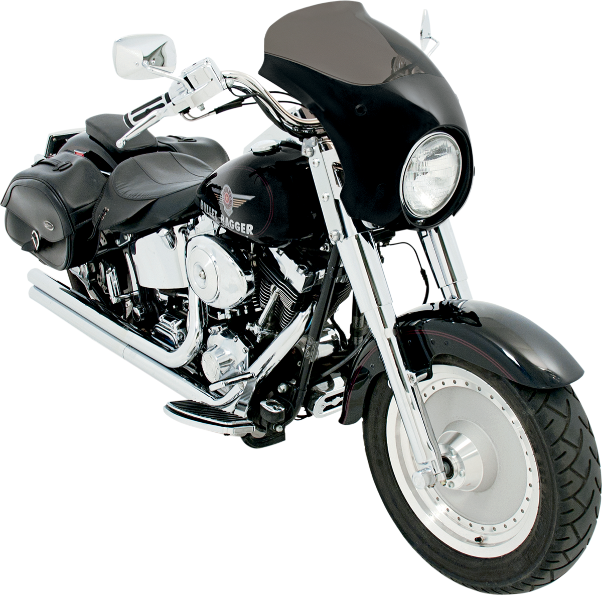 Memphis Shades Black Bullet Fairing & Mounts 86-17 - 2018 Fat Boy Fairing (1200x1187), Png Download