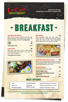 Breakfast Menu - Log Cabin Grill & Market (400x400), Png Download