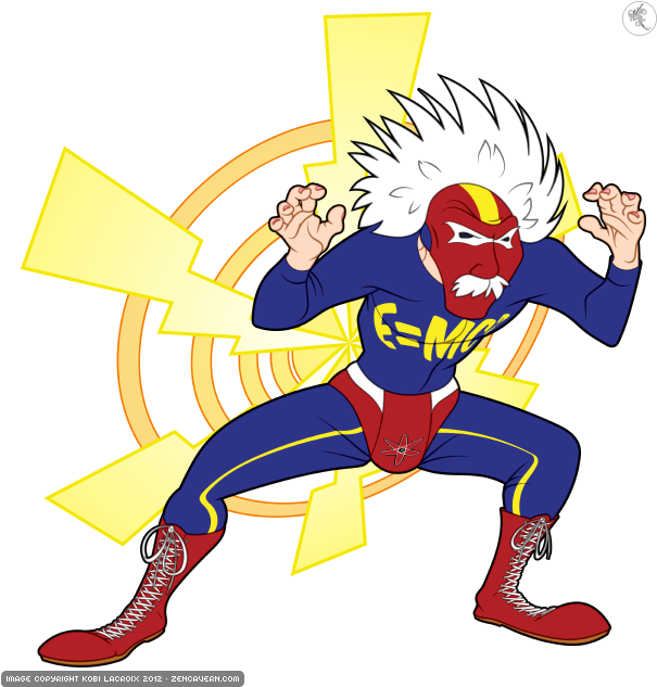 Luchador Einstein - T-shirt (612x640), Png Download