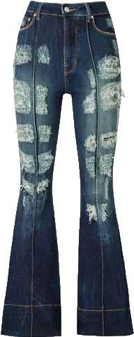 Distressed High Waist Flared Jeans - Tartan (500x500), Png Download