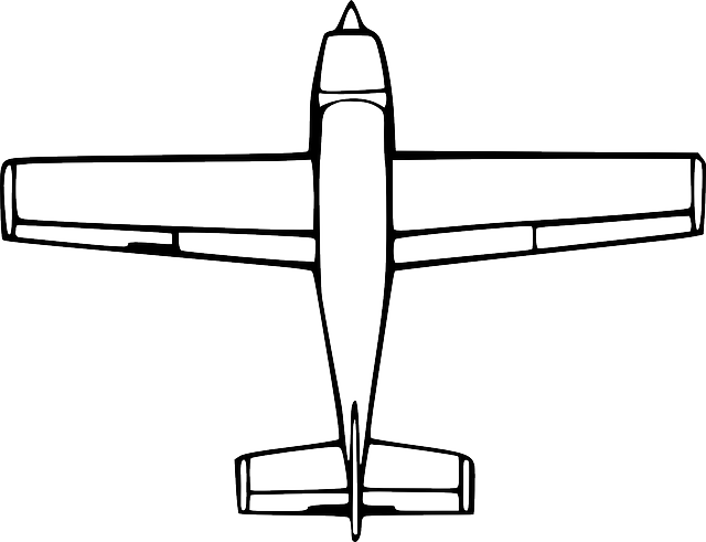 Top, View, Outline, Drawing, Cartoon, Airplane, Down - Cartoon Plane From Above (640x491), Png Download