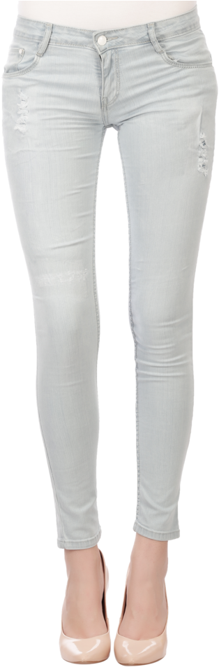 Women Ripped Denims - Sandal (340x510), Png Download