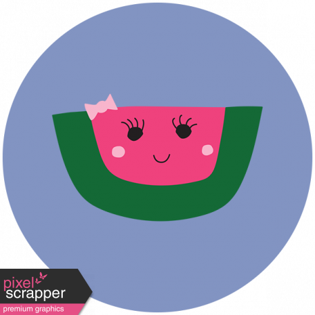 Cute Fruits Print Circle Watermelon - Digital Scrapbooking (456x456), Png Download