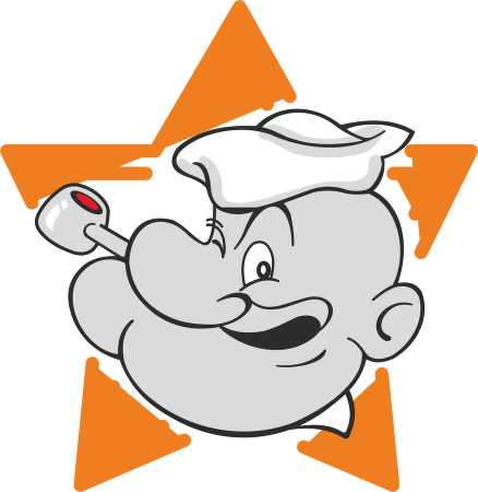 Popeye™ Logo Vector - Popeye The Sailor Vynil Car Sticker 4" X 4" (438x450), Png Download