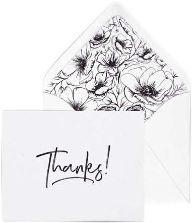 Thanks Letterpress Card Pack With Modern Flowers Envelope - Sketch (575x575), Png Download