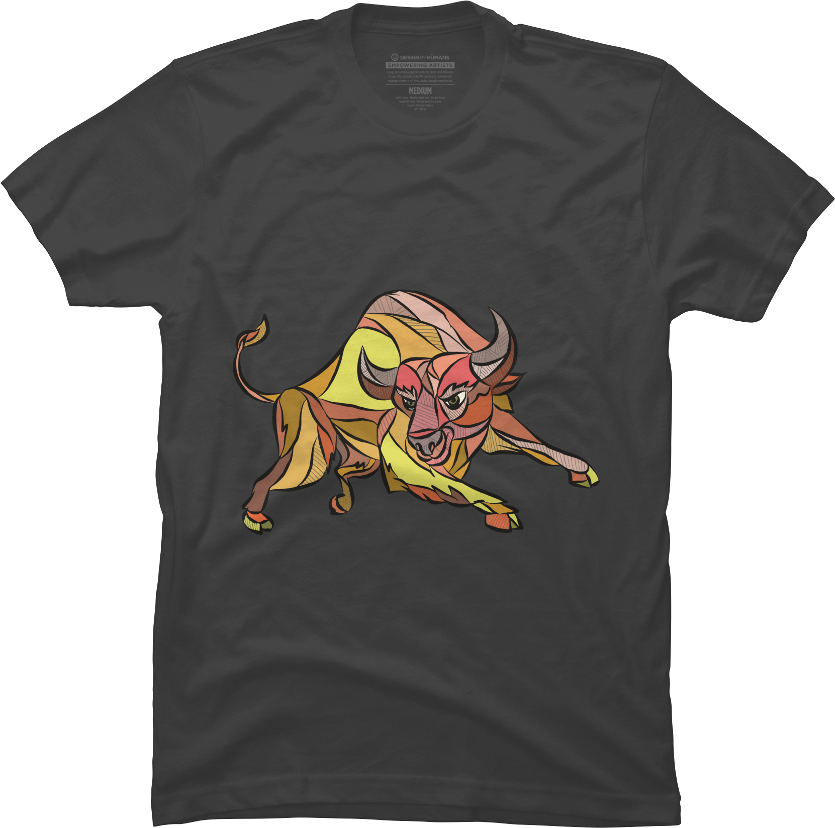 Raging Bull Charging Drawing Men's T-shirt - Prometheus School Of Running Away From Things (1800x1800), Png Download