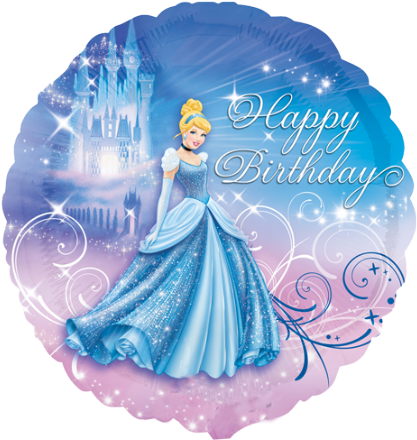18" Cinderella & Castle Happy Birthday Foil Balloon - Cinderella Birthday (451x451), Png Download