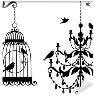 Antique Birdcage And Chandelier With Birds, Vector - Invitation Card Classic For Opening (400x400), Png Download