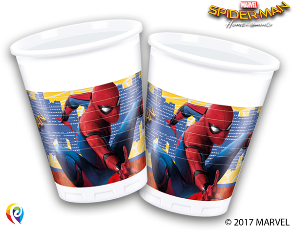 8 Plastic Cups - Spiderman 8 Plastic Party Cups (600x480), Png Download
