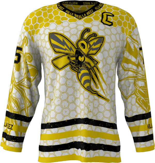 Killer Bees White Custom Hockey Jersey - Bees Ice Hockey Jersey (1024x1024), Png Download