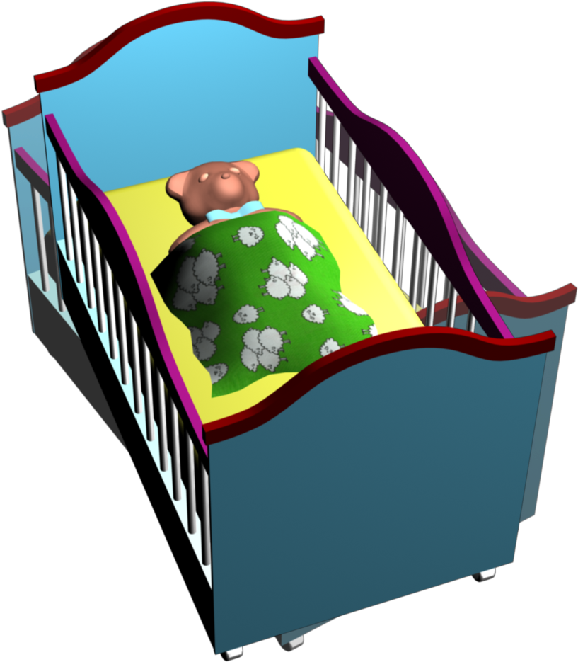 Kids Themed Video Clipart With Baby Crib And Teddy (1920x1080), Png Download