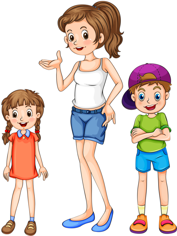 La Madre Y Sus Hijos, Los Hermanos, La Hija Y El Hijo - 姐姐 卡通 (600x800), Png Download