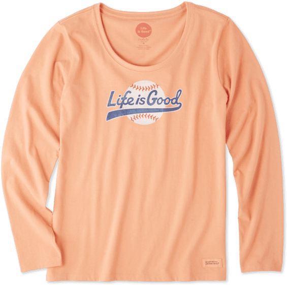 Women's Baseball Script Long Sleeve Crusher Scoop - Long-sleeved T-shirt (570x570), Png Download