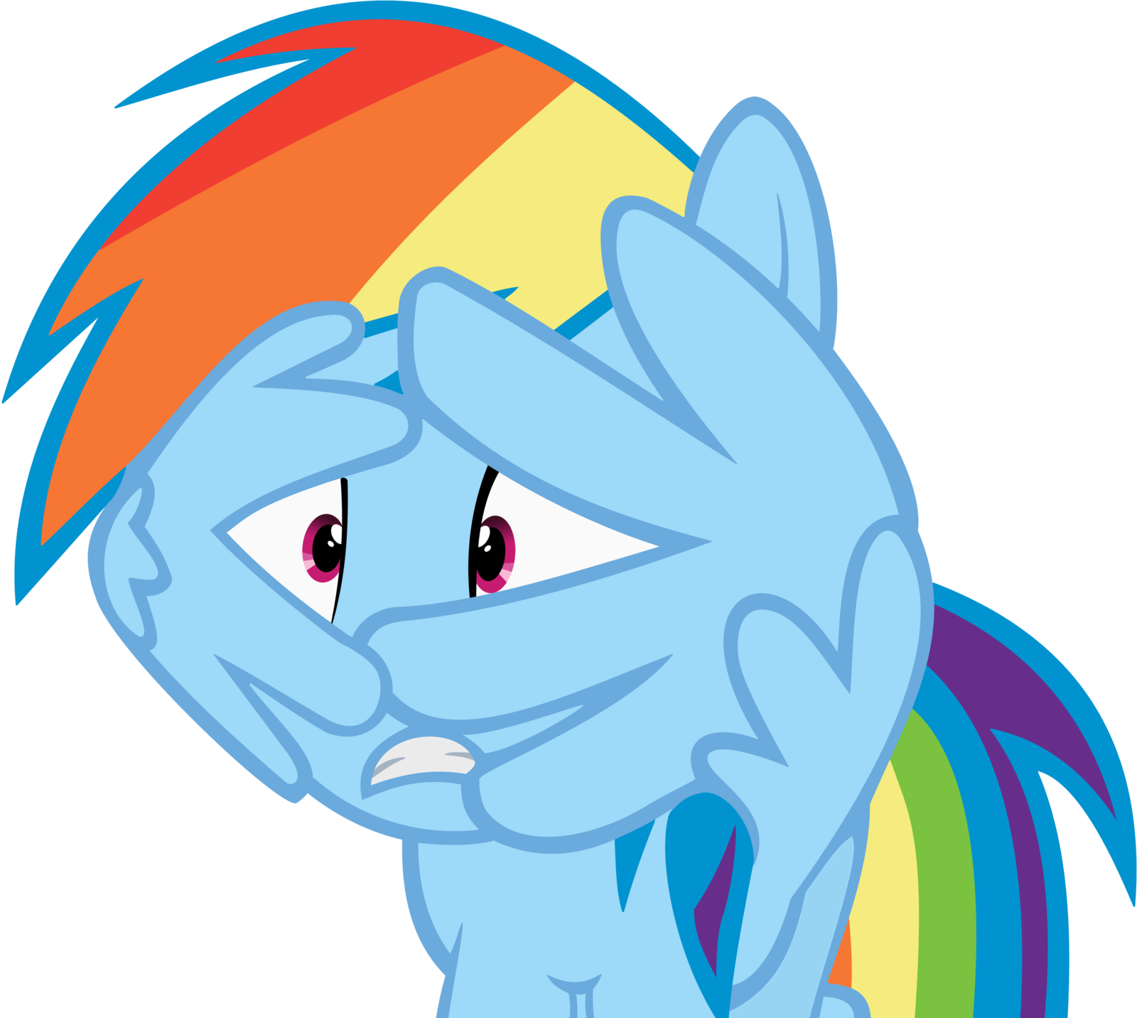 Rainbow Dash Wings Her Eyes Vector By Gturbo5 - Rainbow Dash Scared Vector (1600x1432), Png Download