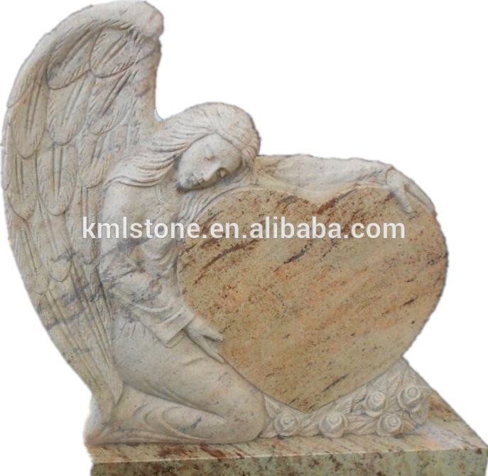 Granite Carved Cheap Angel Heart Tombstone Monuments - Stone Carving (687x670), Png Download