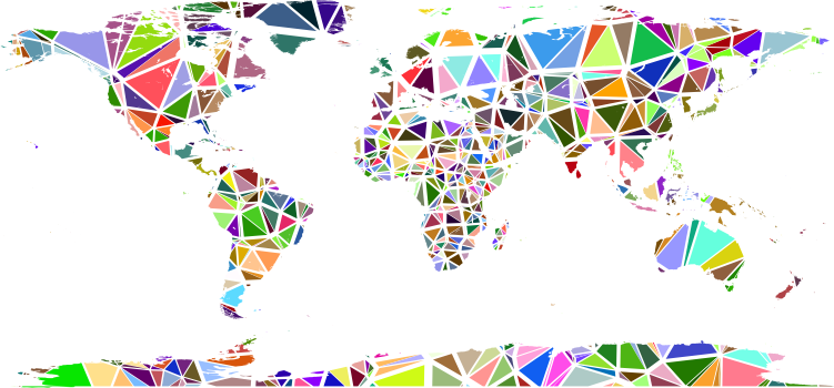 Low Poly Shattered World Map No Background - Transparent Background World Map (751x350), Png Download