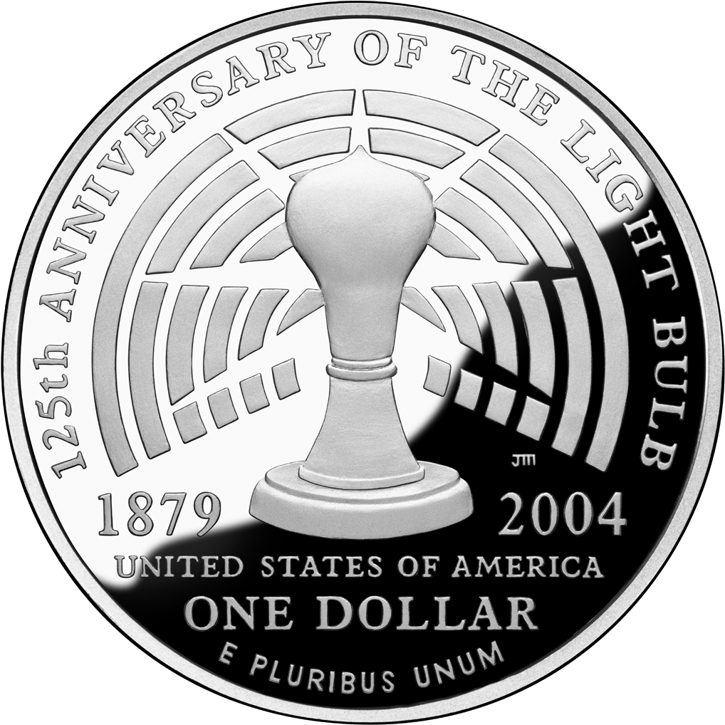 2004 Thomas Alva Edison Silver Dollar - Thomas Edison (1084x1072), Png Download