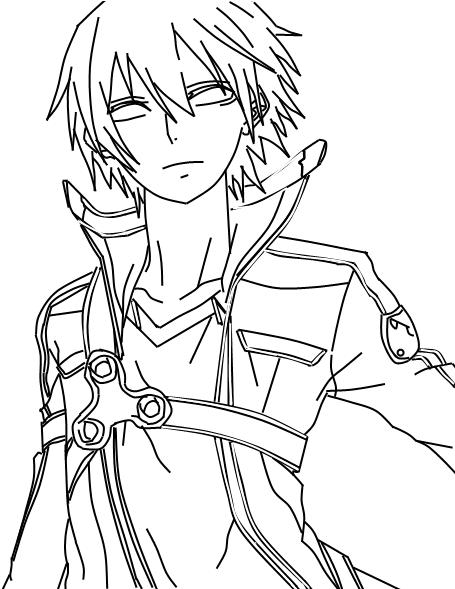 Kirito Sao Line Art By Shadexane - Sword Art Online Line Art (480x588), Png Download