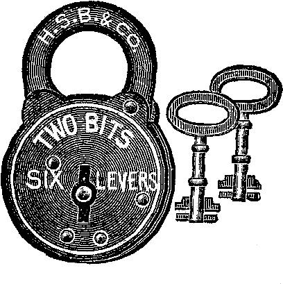 Free Lock And Key Digital Stamps - Lock Png Clipart Vintage (492x442), Png Download
