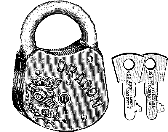 These Are Two, Antique Lock And Key Sets That Have - Vintage Lock Illustration (758x641), Png Download