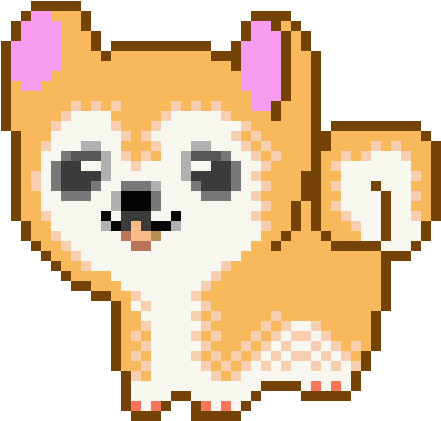 Doge - Cute Pixel Art Grid (620x540), Png Download