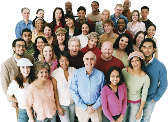 402 In Group Of People - People Of All Different Ages (550x402), Png Download