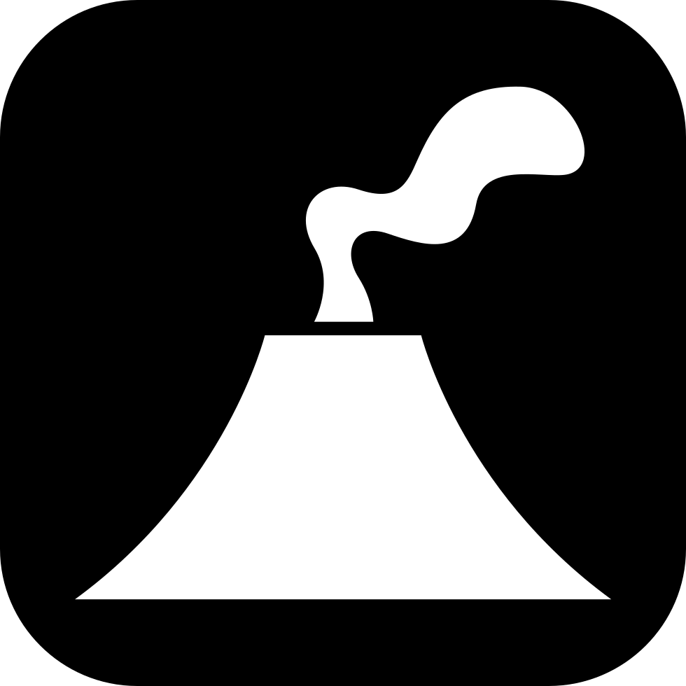 Active Volcano Inside A Rounded Square Comments - Volcano Icon White (980x980), Png Download
