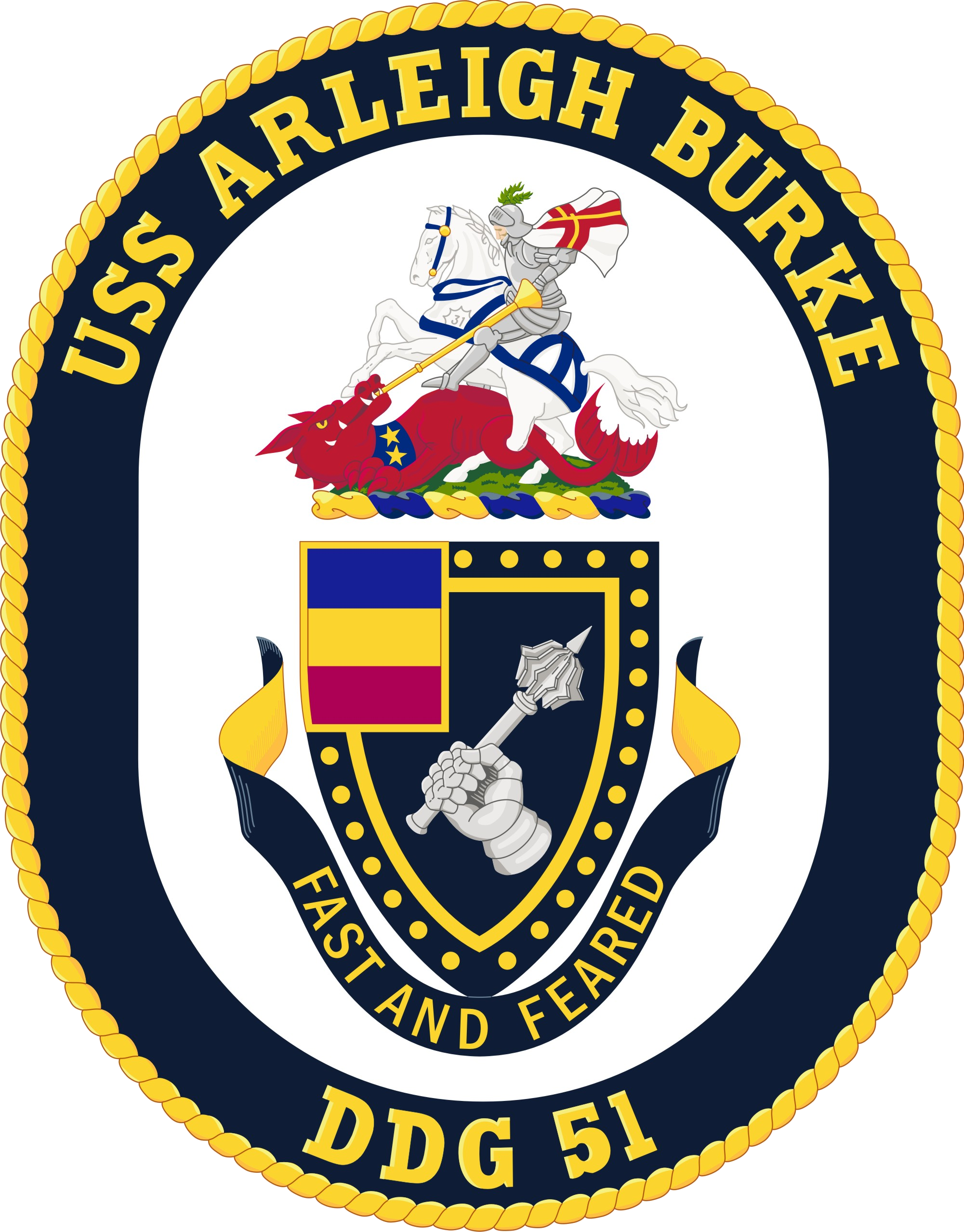 Uss Arleigh Burke Ddg-51 Crest - Uss Arleigh Burke Ddg 51 Logo (2001x2557), Png Download