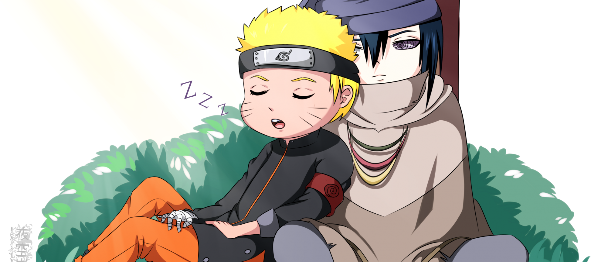 Uchiha Sasuke, Uzumaki Naruto, Cute, Chibi, Friends - Sasuke Uchiha (2176x861), Png Download