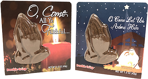 Palmer Christmas Card With Chocolate Double Crisp Praying - Chocolate Praying Hands (500x500), Png Download
