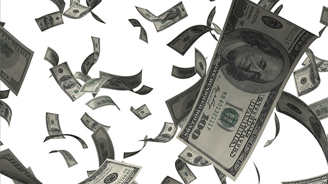 Falling Money Transparent Background Png - Money Falling Transparent Background (1280x720), Png Download