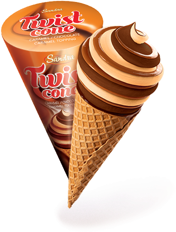 Select Ice Cream Or Sorbet - Twist Cone Sandra Inghetata Caramel Chocolate (378x586), Png Download