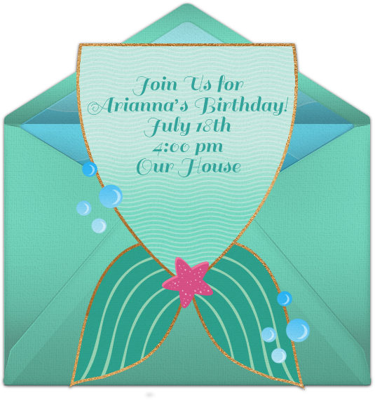 Mermaid Tail Online Invitation - Greeting Card (650x650), Png Download