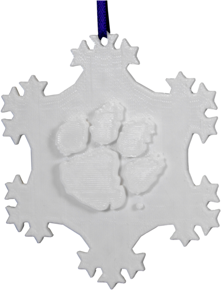Clemson 3-d Printed White Snowflake Ornament - Clemson University (467x600), Png Download
