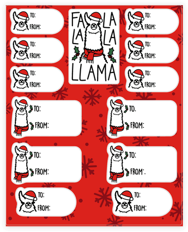 Falalala Llama Gift Tag - Gift Tag Stickers (484x484), Png Download