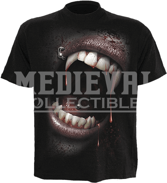 Punk Gothic Clothing Spiral Fangs Cap Sleeve Top (600x600), Png Download