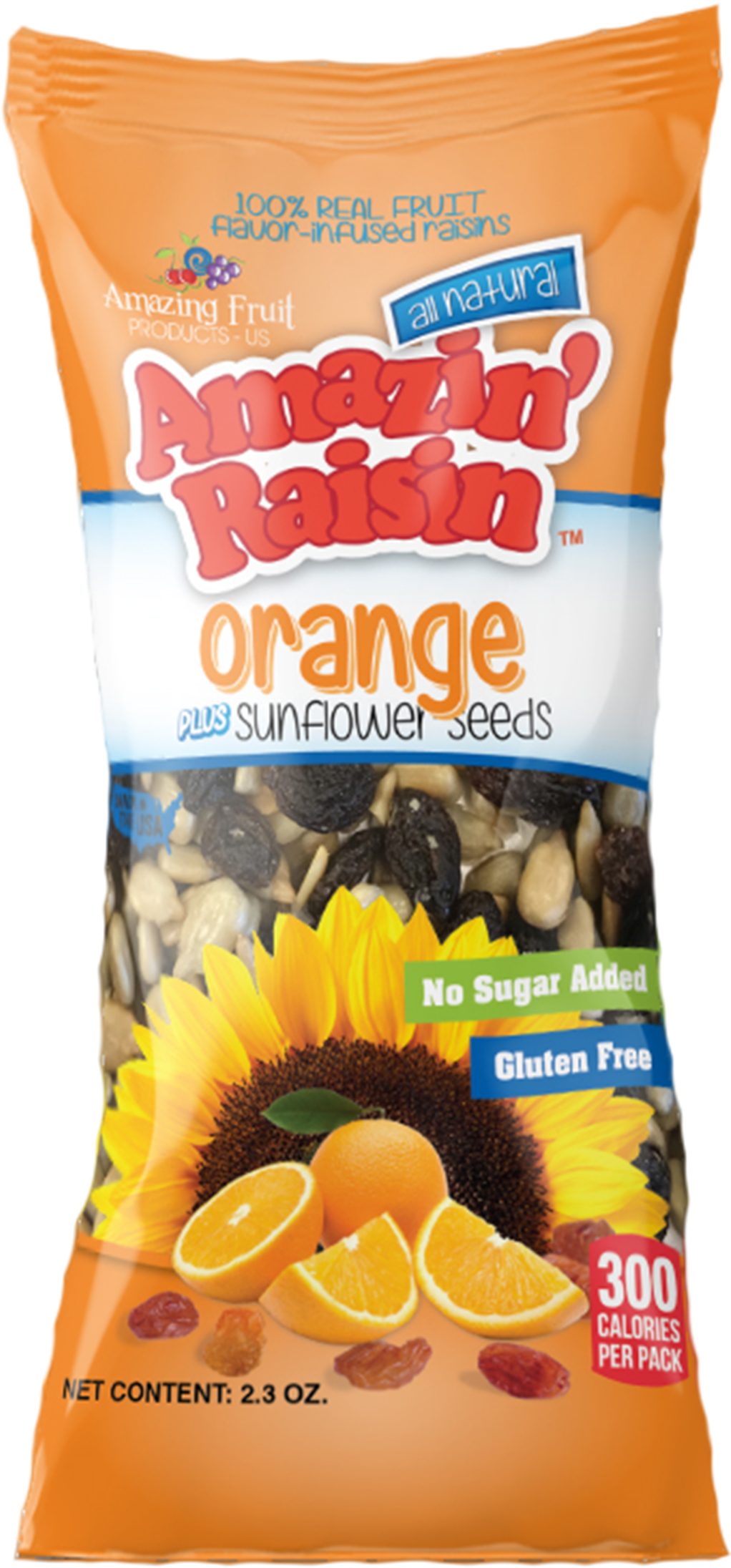 Orange Plus Sunflower Seeds 100% Real Fruit Flavor-infused - Fruit (1800x2700), Png Download