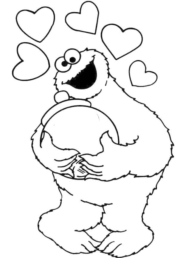 13 Pics Of Cookie Monster Coloring Pages Online - Jar Of Cookies Cookie Monster Drawing (700x865), Png Download
