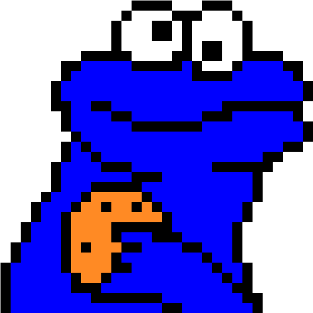 Cookie Monster - Minecraft Cookie Monster Pixel Art (760x660), Png Download