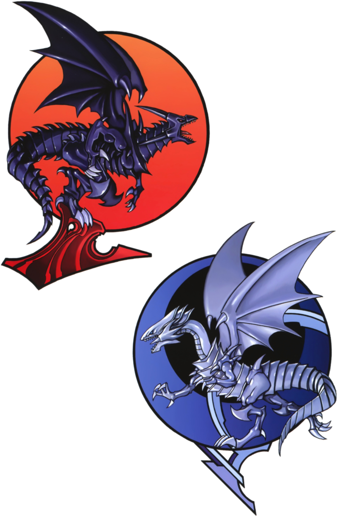 Yugioh Red Eyes And Blue Eyes (735x1088), Png Download