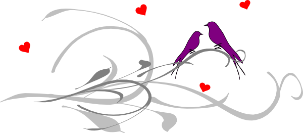 Love Birds On A Branch Svg Clip Arts 600 X 263 Px (600x263), Png Download