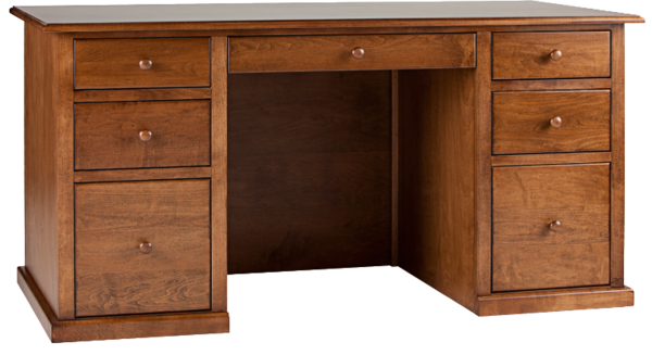 Double Pedestal Desk View Details - Desk (600x327), Png Download