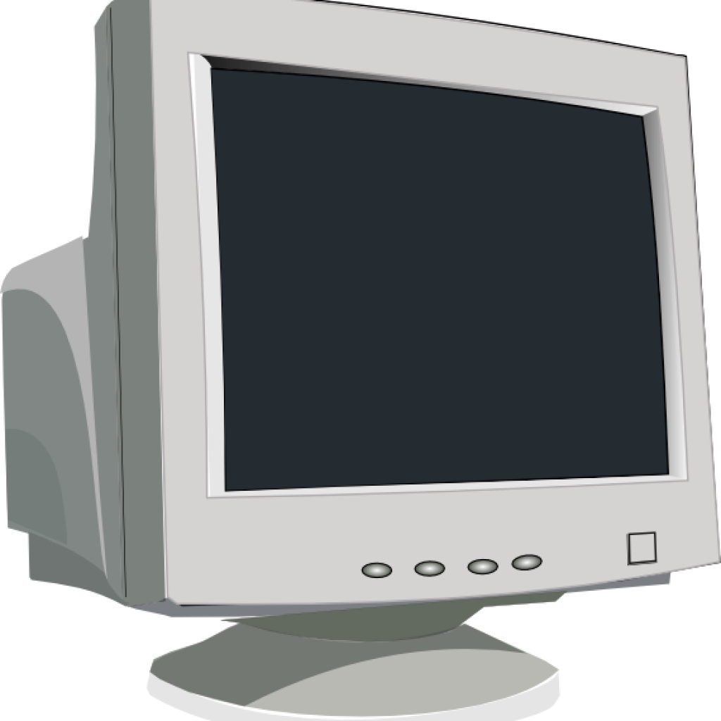 Computer Monitor Clipart Old Computer Monitor Clip - Monitor Clipart Black And White (1024x1024), Png Download
