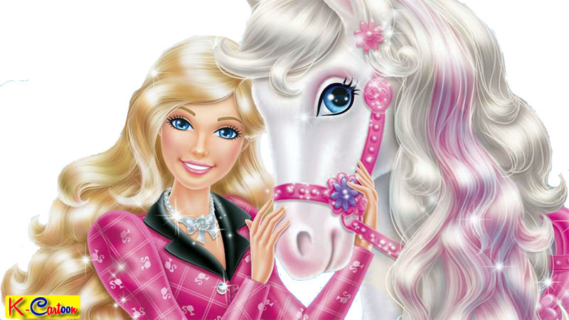 Gambar Kartun Barbie Dengan Kuda Putih Vektor - New Barbie Cartoon In Urdu (800x450), Png Download
