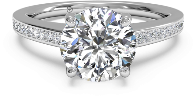 Diamond Band Engagement Ring (640x430), Png Download