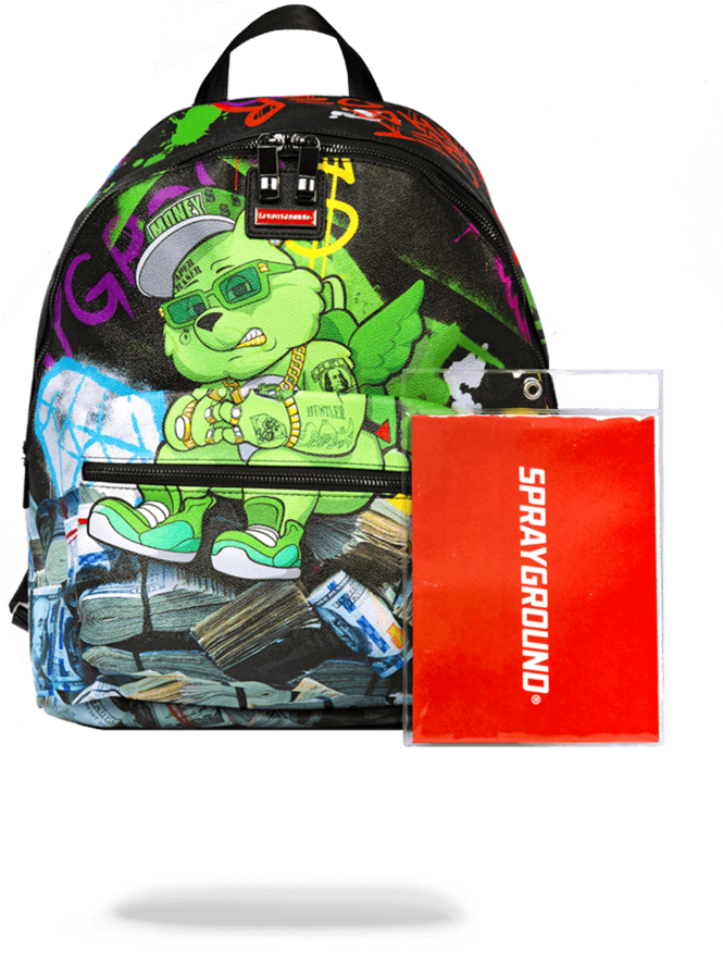 Sprayground Money Bear Stacks Backpack (800x1021), Png Download