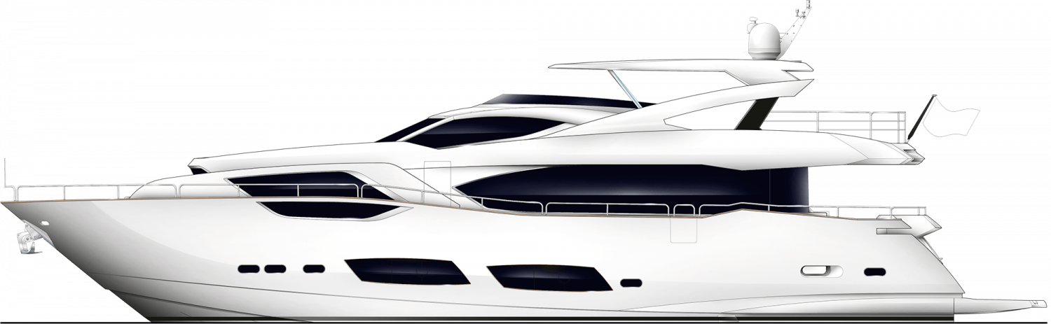 Side Profile - 95 Yacht - Sunseeker 95 Yacht (1500x463), Png Download